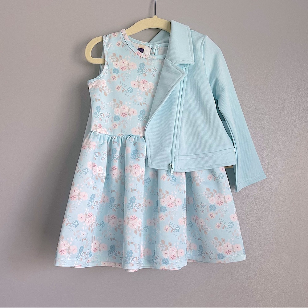 Purple Rose baby blue and floral dress with jacket, 24 month